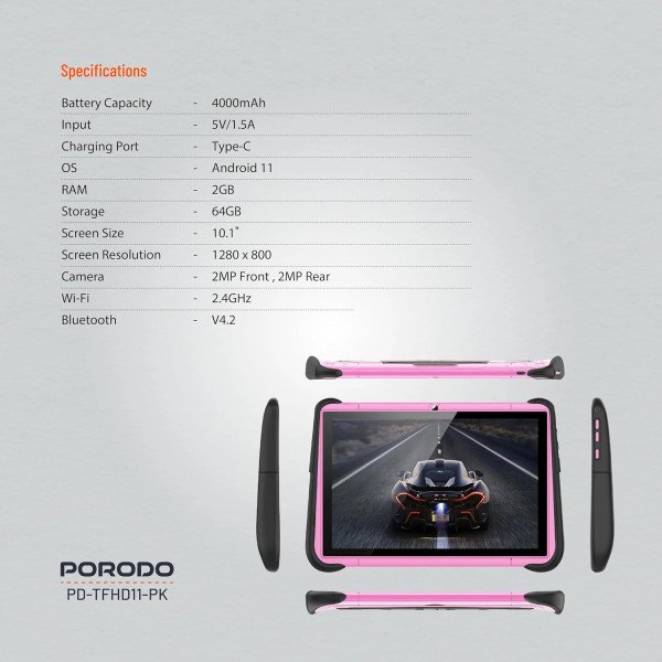 Porodo Kids Android Tablet 10.1 Inch 2GB RAM 64GB Storage