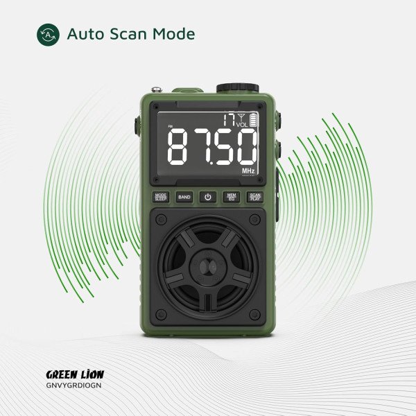Green Lion Voyager Portable Radio with Flash Light & Speaker