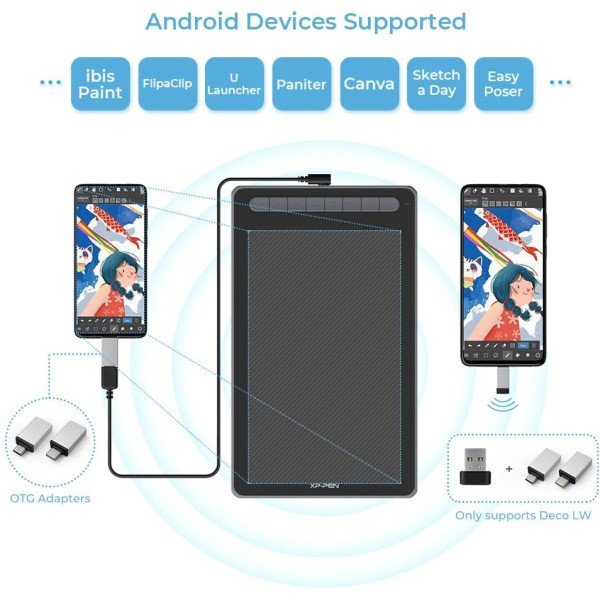 XP-PEN Deco LW Bluetooth Wireless Graphics Drawing Tablet