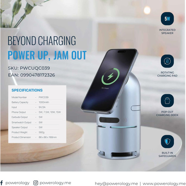Powerology Qi2 Speaker Charge Station 15W