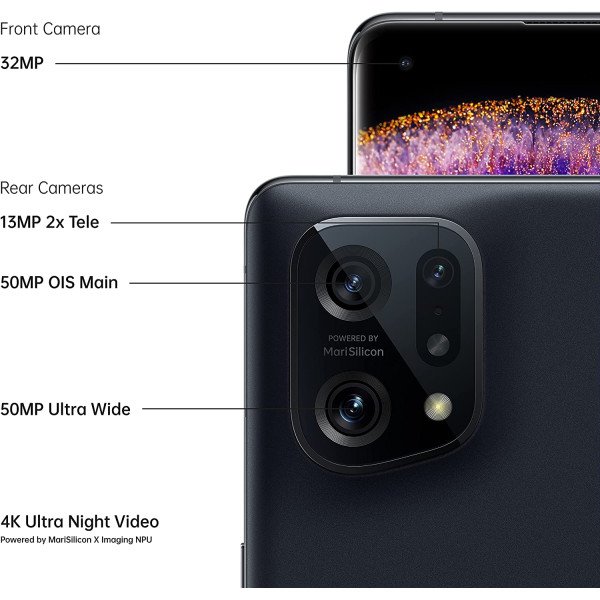 OPPO Find X5 5G, 256GB ROM, 8G RAM - Black