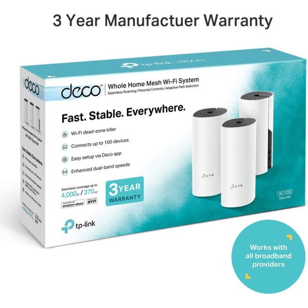 TP-Link Deco M4 (3-Pack) AC1200 Whole Home Mesh Wi-Fi System