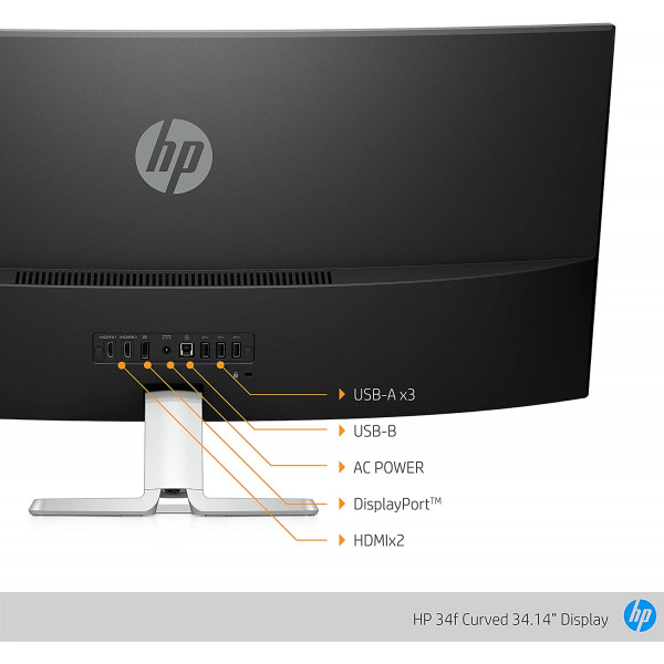 HP 34F 34 inch Curved QHD Monitor 60Hz with AMD FreeSync Technology 