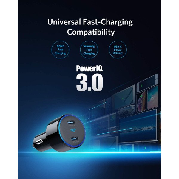 Anker PowerDrive+ III Duo – 2-Port 48W High-Speed USB-C Car Charger 