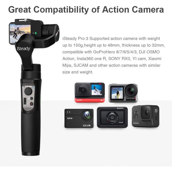 Hohem iSteady Pro 3, 3-Axis Handheld Gimbal Stabilizer for Action Cameras