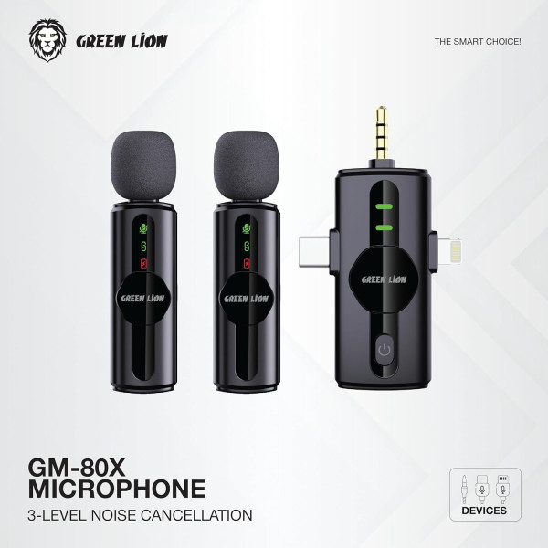 Green Lion GM-80X 3-In-1 Dual Wireless Microphone 