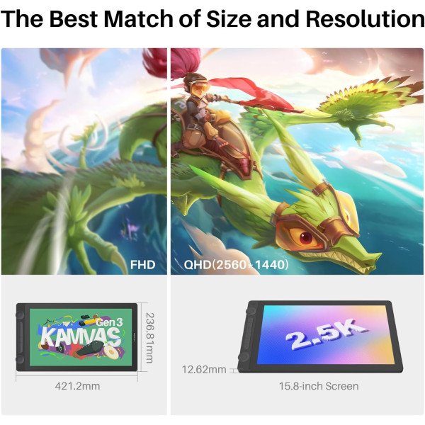 Huion Kamvas 16 (Gen 3) Pen Display Drawing Tablet