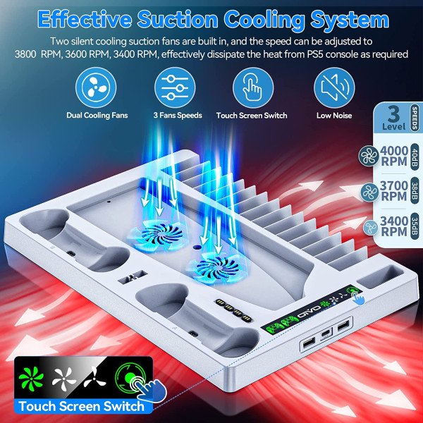 OIVO PS5 Cooling Stand with Dual Controller Charger