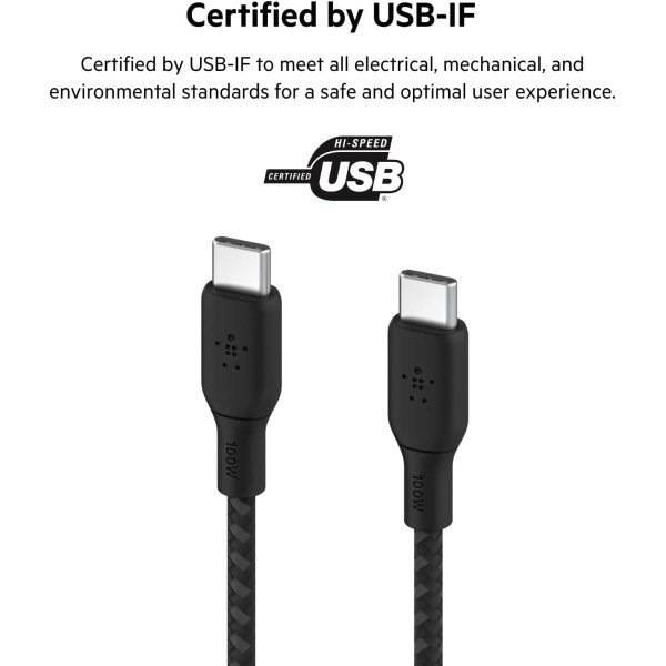 Belkin BoostCharge Braided USB-C to USB-C Cable 100W 2M