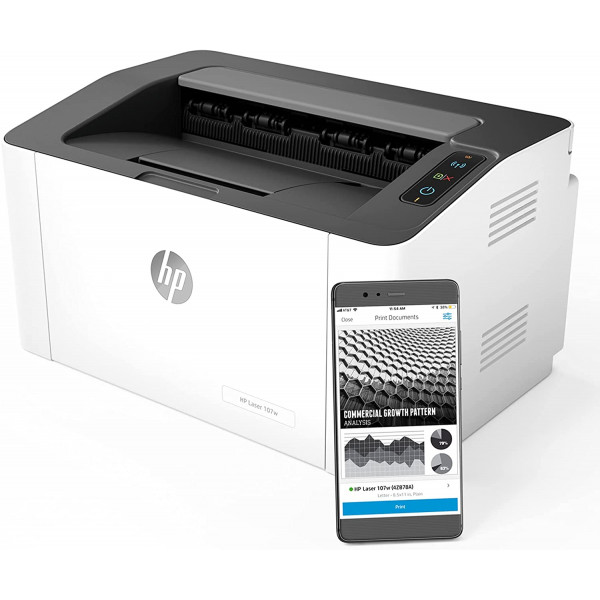 HP LaserJet 107w Mono Wireless Printer - White