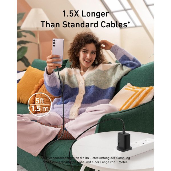 Anker Charger 25W with 5 ft USB-C to USB-C cable