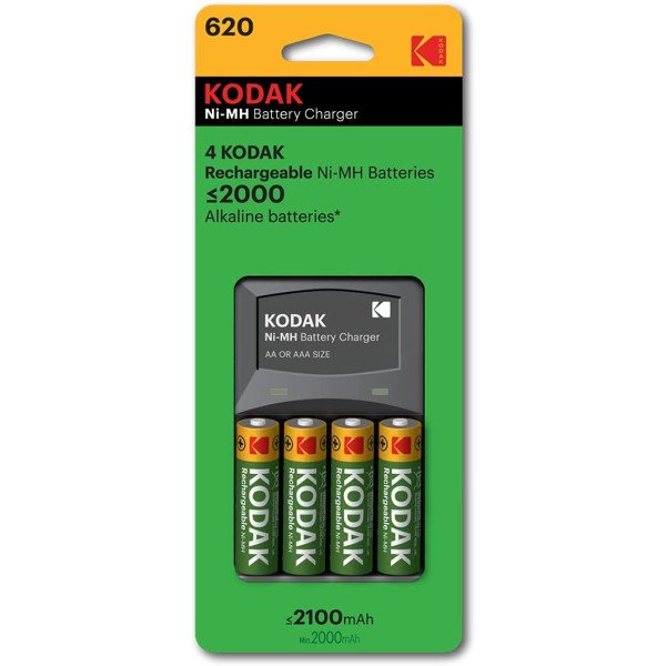 Kodak AA Rechargeable Ni-Mh Batteries (4 Pack) with Cells Charger