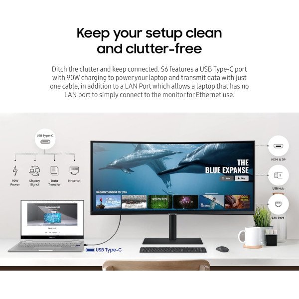 Samsung ViewFinity S6 34 inch 1440p Ultra-wide WQHD Monitor 