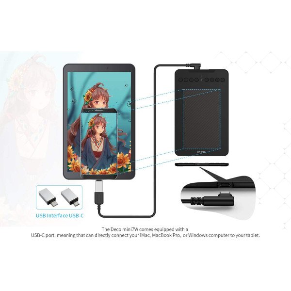 XP-PEN Deco mini7W Wireless Graphic Drawing Tablet 