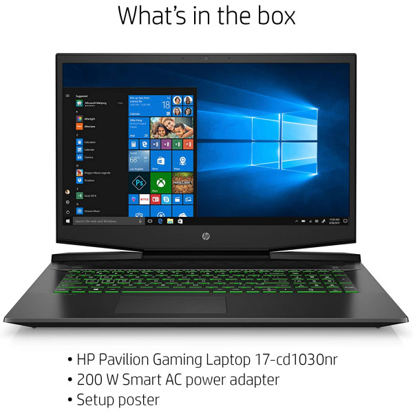 HP Pavilion Gaming Laptop 17-inch, Intel Core i7-10750H,16GB RAM, 512GB SSD, NVIDIA ® GeForce ® GTX 1650ti (4 GB),