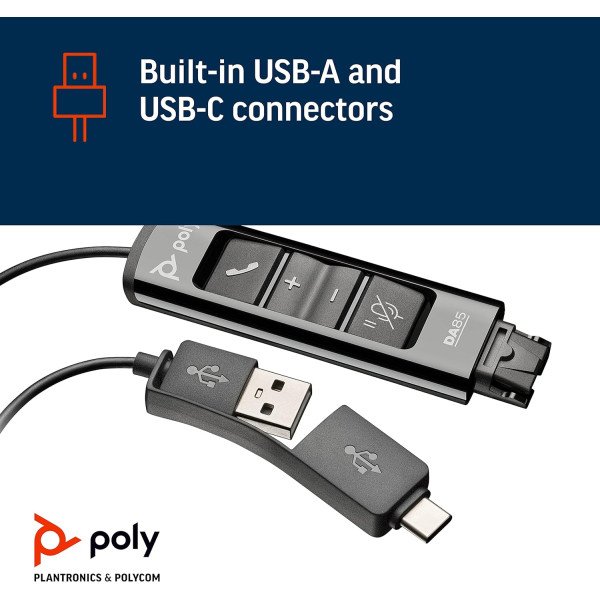 Poly Plantronics DA85 USB-A/USB-C Digital Headset Adapter