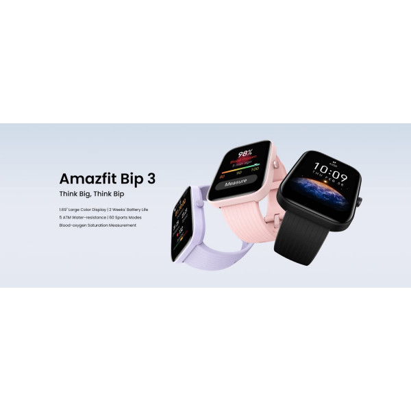 Amazfit Bip 3 Smartwatch - Black