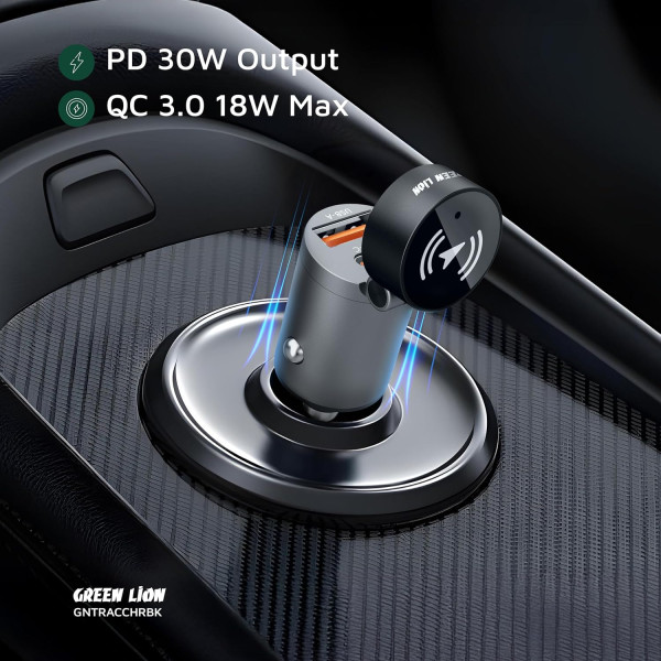 Green Lion Tracker Dual Port Car Charger 30W