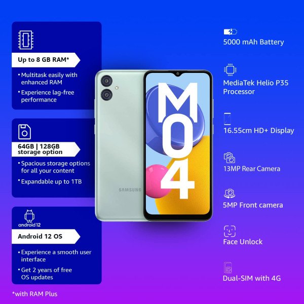 Samsung Galaxy M04 4G Dual SIM 64GB 4GB RAM