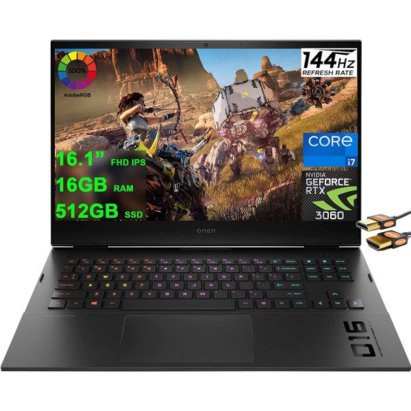 HP OMEN 16, Core i7 11800H -16GB RAM - 512gb SSD, Nvidia RTX 3060 6GB Graphics Card- 16.1" FHD 144hz Display