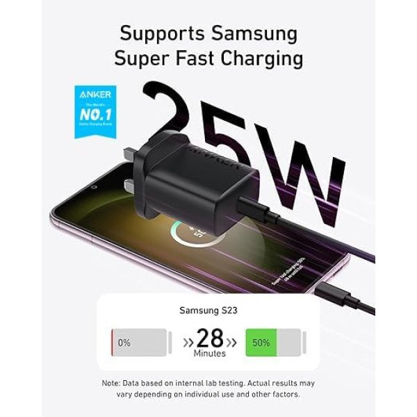 Anker Charger 25W with 5 ft USB-C to USB-C cable