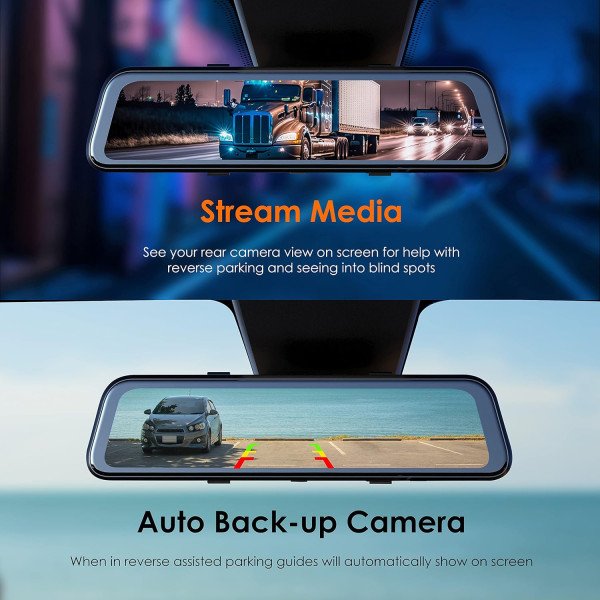 Rexing M2 MAX 2-Channel Mirror Dash Cam 4K + 1080p with Wi-Fi & GPS