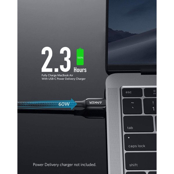 Anker PowerLine+ III 3ft 60W Nylon Braided USB-C to USB-C 2.0 Cable