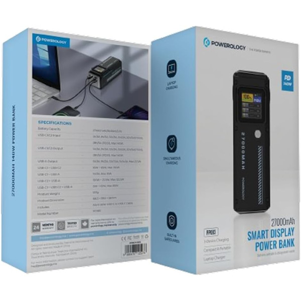 Powerology 27000mAh Smart Display Power Bank 140W