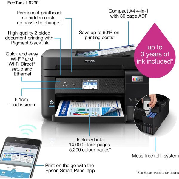 Epson EcoTank L6290 A4 Wi-Fi Duplex All-in-One Ink Tank Printer