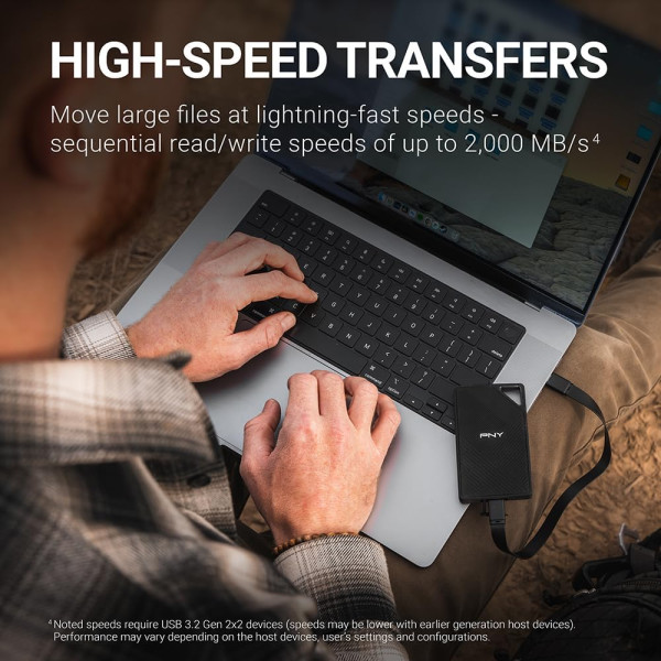 PNY RP60 USB-C 3.2 Gen 2x2 M.2 Portable SSD 2TB