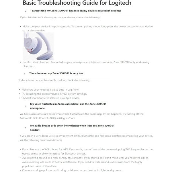 Logitech Zone 300 Wireless Headset 