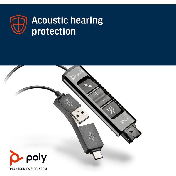 Poly Plantronics DA85 USB-A/USB-C Digital Headset Adapter