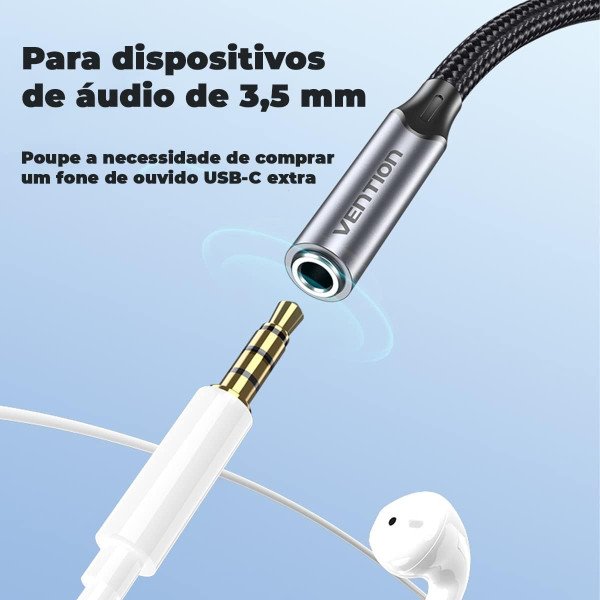 Vention USB-C Male to 3.5MM Earphone Jack With DAC Adapter 