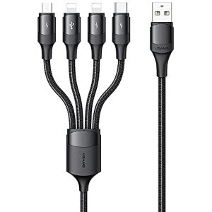 USAMS Multi Charging Cable 4 in 1 Dual iOS/Type C/Micro USB Nylon Braided (1.2m)