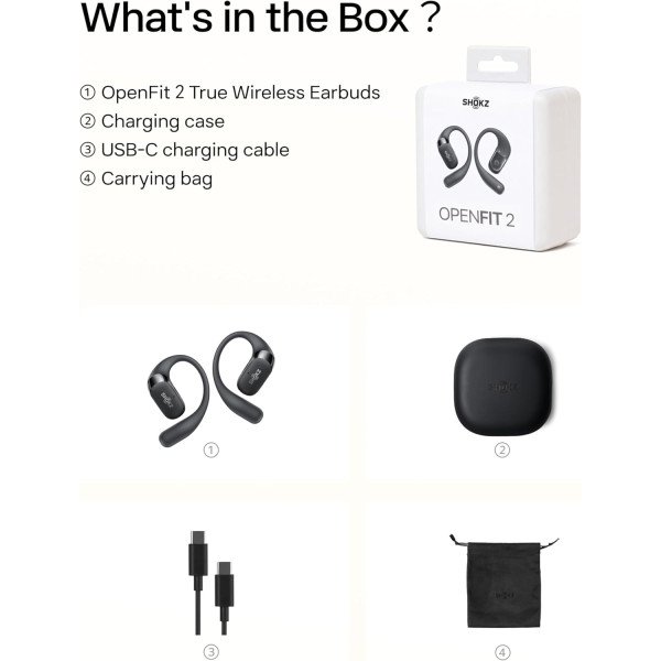 SHOKZ OpenFit 2 Open-Ear Headphones
