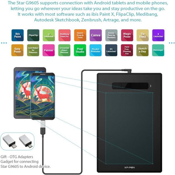 XP-PEN Star G960S Graphics Tablet 9x6 inch Drawing Tablet 
