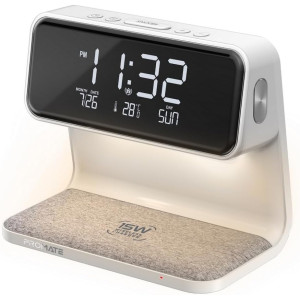 Promate Digital LED Alarm Clock with 15W Wireless Charger