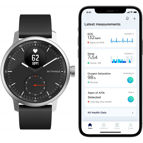 Withings Scanwatch Hybrid Smartwatch 42mm with ECG, Heart Rate and Oximeter