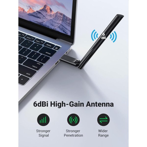 Ugreen AC650 High-Gain Dual Band Wireless USB Adapter - CM496