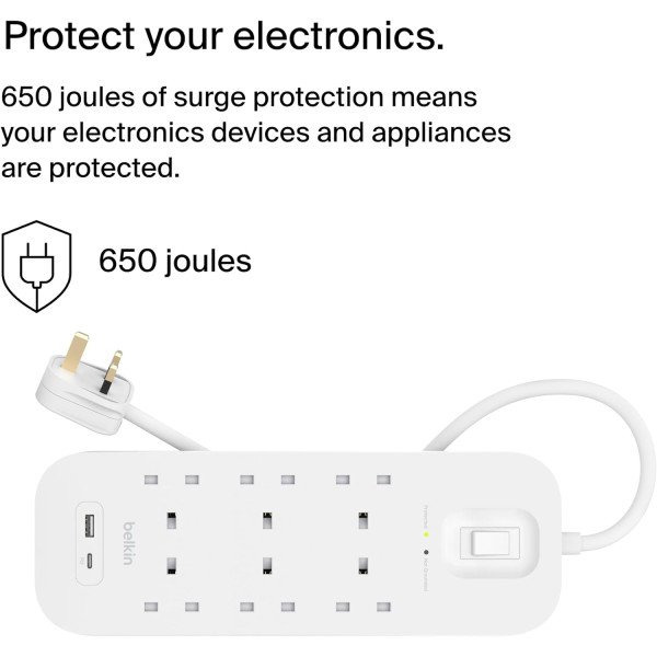 Belkin Connect Surge Protector 6-outlet with USB-C and USB-A Ports 