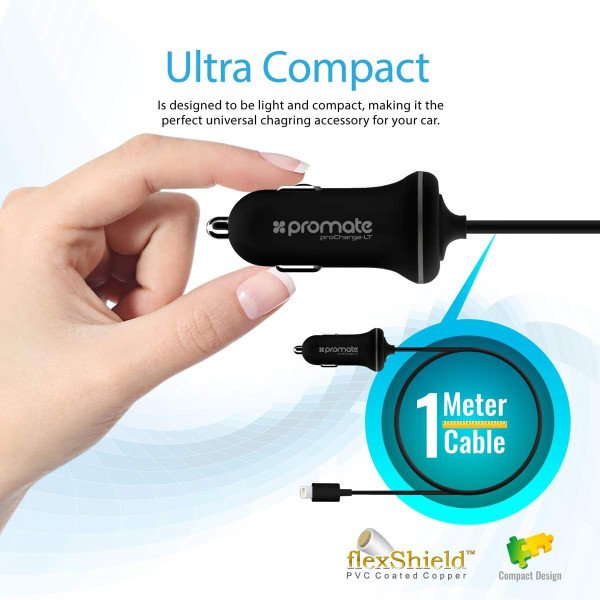 Promate proChargeLT Car Charger with Lightning Connector