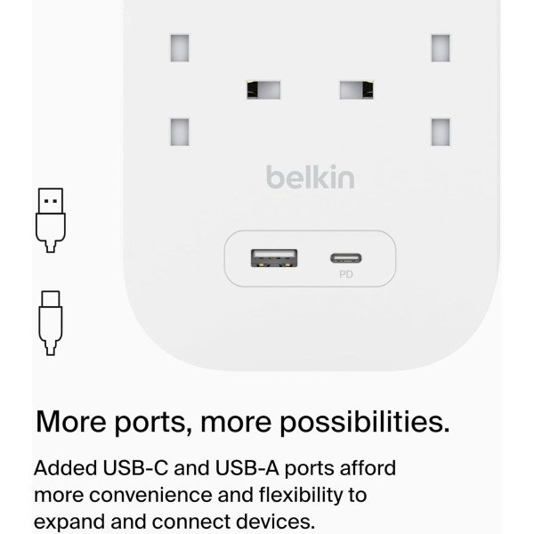 Belkin Connect Surge Protector 6-outlet with USB-C and USB-A Ports 