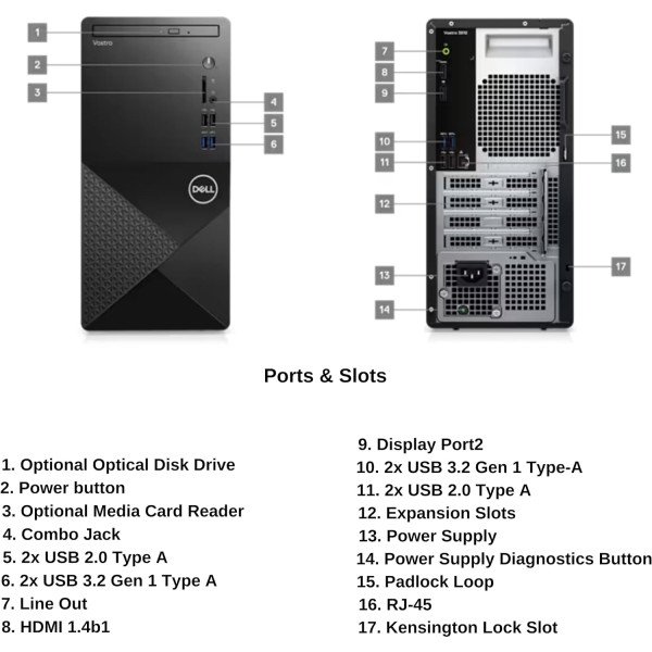 Dell Vostro 3910 Tower Intel Core i7-12700 8GB RAM 1TB HDD