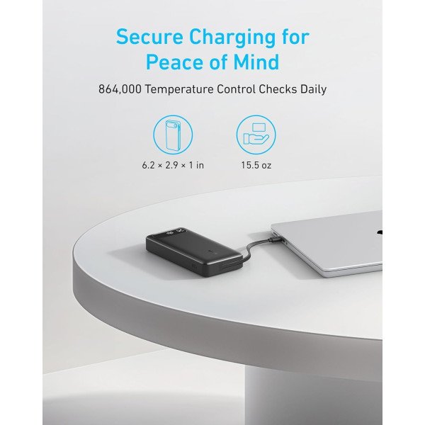 Anker Power Bank 20000mAh 87W with Built-In USB-C Cable