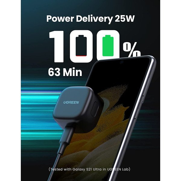 UGREEN 25W PD Super Fast Charger Plug with USB C Cable 2M 