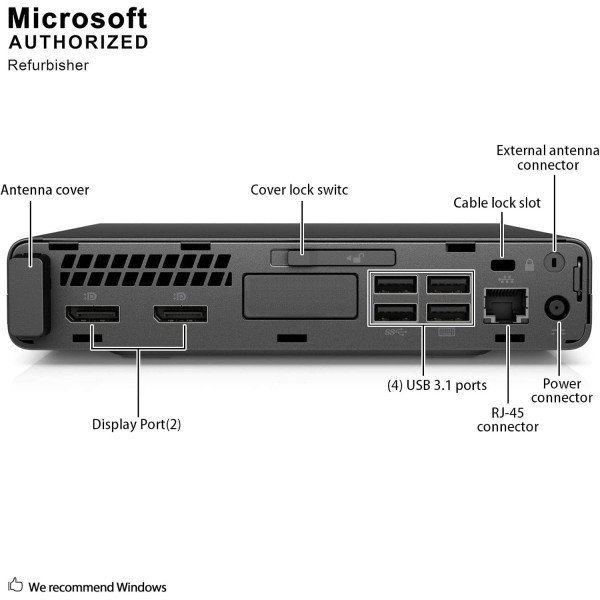 HP ProDesk 600 G3 Mini PC Desktop Intel Core i5-6500T 8GB RAM 256GB SSD - Refurbished