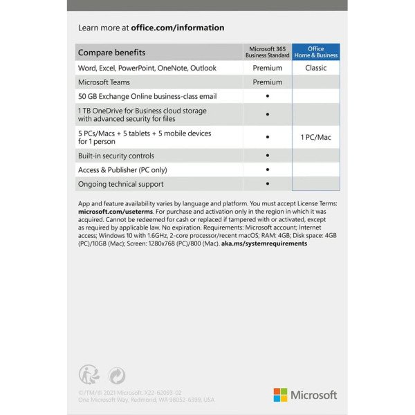 Microsoft Office 2021 Home & Business - Box Pack - 1 PC/Mac 