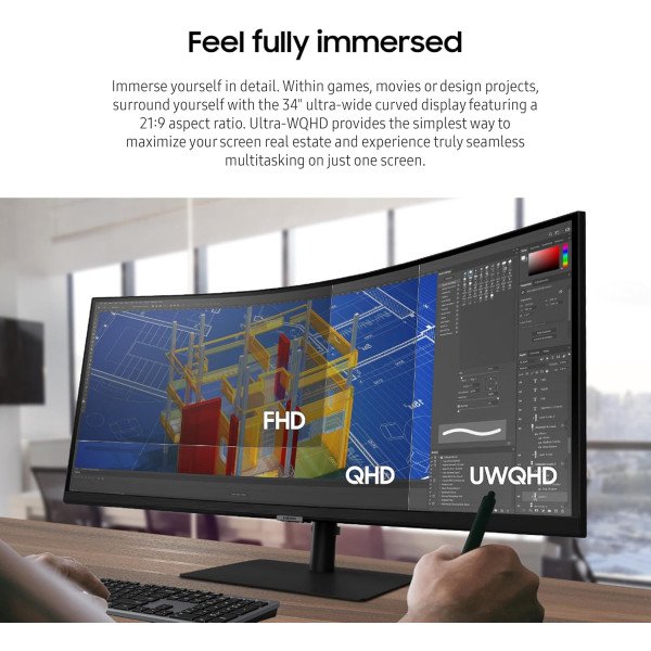 Samsung ViewFinity S6 34 inch 1440p Ultra-wide WQHD Monitor 