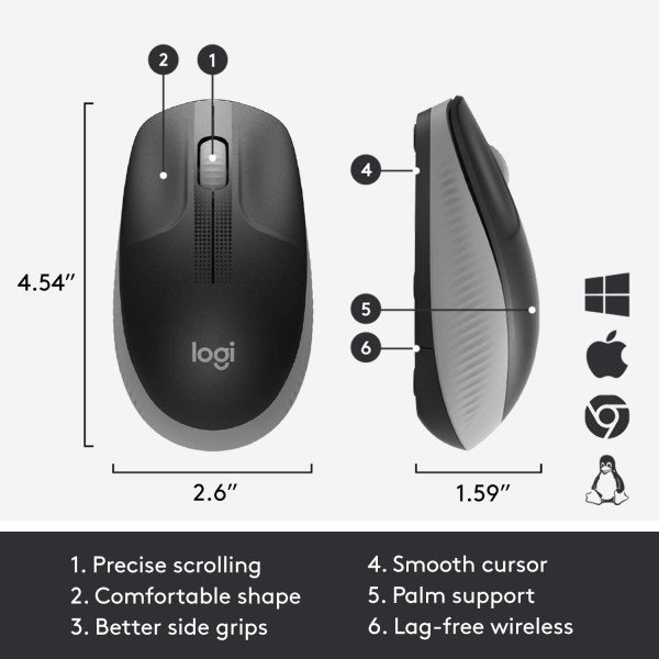 Logitech M191 Wireless Optical Mouse - Grey