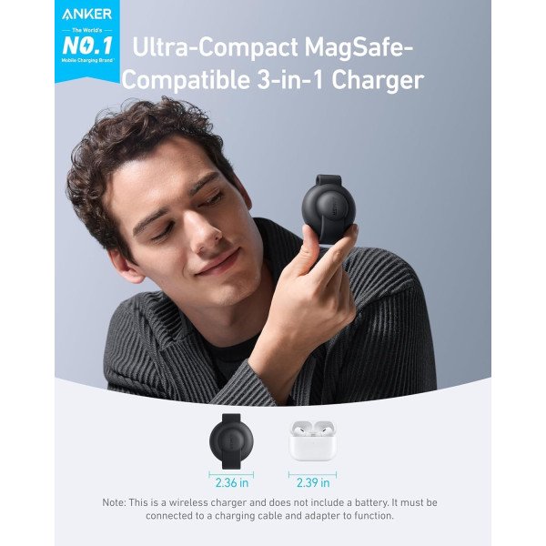 Anker MagGo 3-in-1 Foldable Charging Pad 15W Qi2